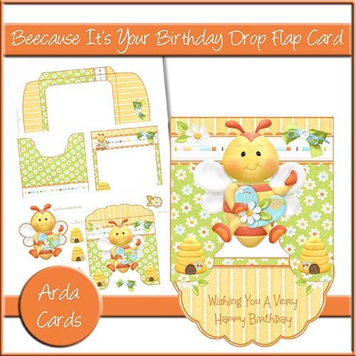 Beecause It's Your Birthday Drop Flap Card - The Printable Craft Shop