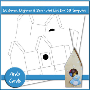 Birdhouse, Doghouse & Beach Hut Gift Box CU Templates - The Printable Craft Shop