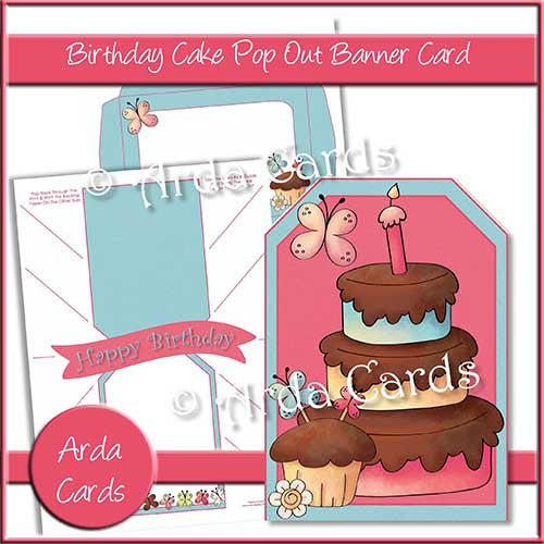 Birthday Cake Printable Pop Out Banner Card - The Printable Craft Shop