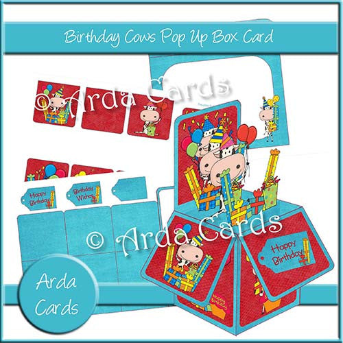Birthday Cows Printable Pop Up Box Card - The Printable Craft Shop