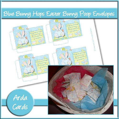 Easter Bunny Poop Envelopes - Blue - The Printable Craft Shop