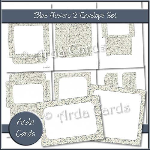 Blue Flowers 2 Envelope Set - The Printable Craft Shop