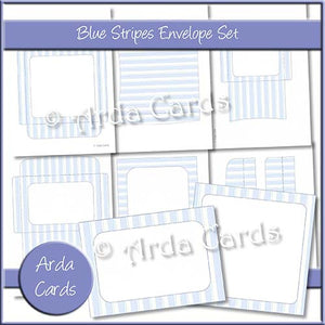 Blue Stripes Envelope Set - The Printable Craft Shop