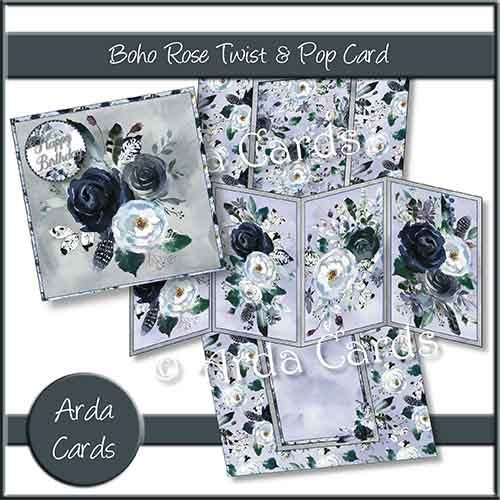 Boho Rose Twist & Pop Card