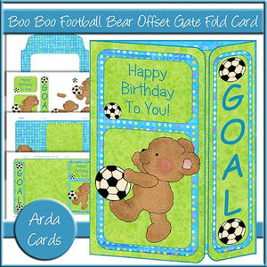Boo Boo Football Bear Offset Gate Fold Card - The Printable Craft Shop