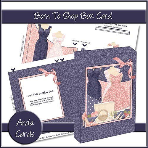 Born To Shop Box Card - The Printable Craft Shop