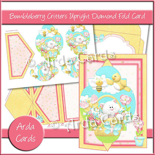 Bumbleberry Critters Upright Diamond Fold Card - The Printable Craft Shop