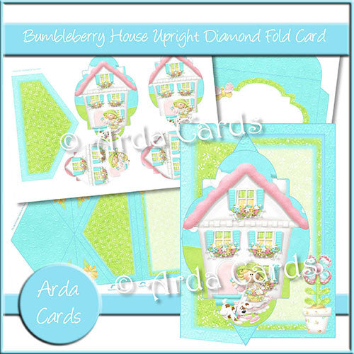 Bumbleberry House Upright Diamond Fold Card - The Printable Craft Shop