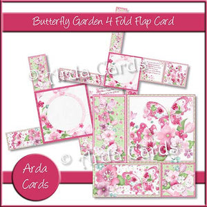 Butterfly Garden Printable 4 Flap Fold Card - The Printable Craft Shop