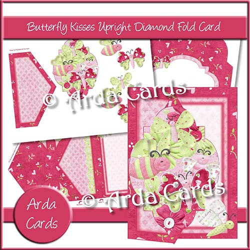 Butterfly Kisses Upright Diamond Fold Card - The Printable Craft Shop