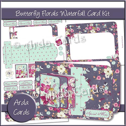 Butterfly Florals Waterfall Card Kit - The Printable Craft Shop