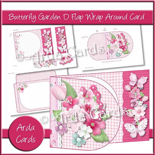 Printable Butterfly Garden D Flap Wrap Around Card - Charity Card: 20p to ActionAid - The Printable Craft Shop