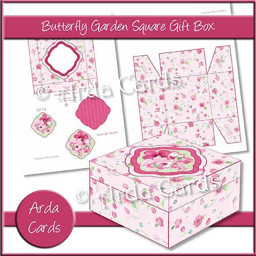 Butterfly Garden Square Printable Gift Box - The Printable Craft Shop