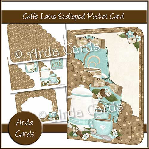 Caffe Latte Printable Scalloped Pocket Card - The Printable Craft Shop