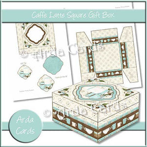 Caffe Latte Square Printable Gift Box - The Printable Craft Shop