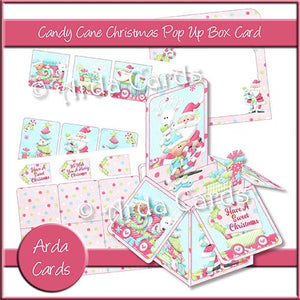 Candy Cane Christmas Pop Up Box Card Printable