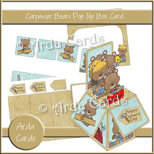 Carpenter Bears Printable Pop Up Box Card Kit - The Printable Craft Shop