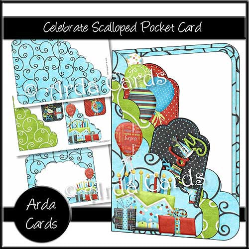 Celebrate Printable Scalloped Pocket Card - The Printable Craft Shop