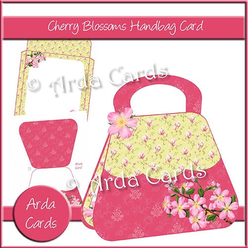 Cherry Blossom Handbag Card - The Printable Craft Shop