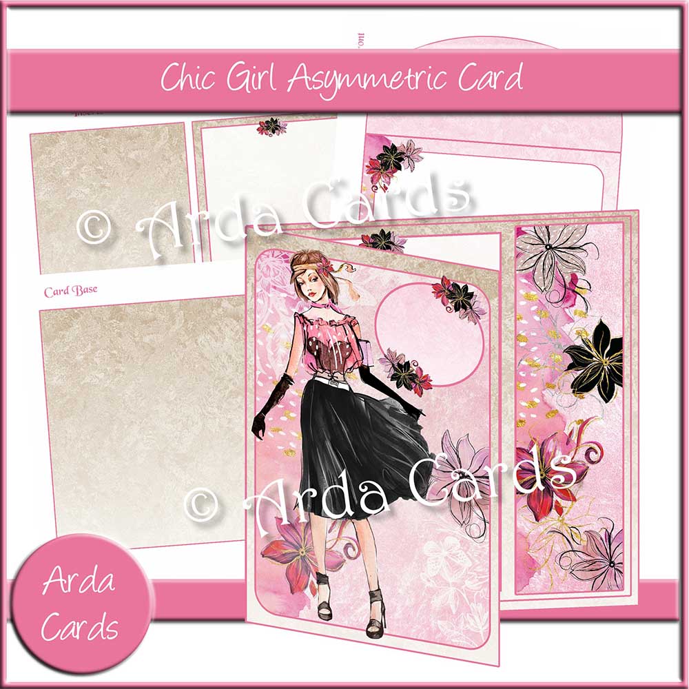 Chic Girl Asymmetric Card - Printable
