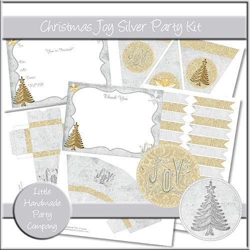 Christmas Joy Silver Party Set - The Printable Craft Shop