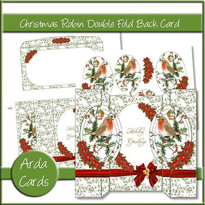 Christmas Robin Double Fold Back Card - The Printable Craft Shop