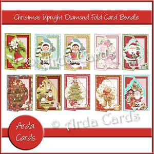 Christmas Upright Diamond Fold Card Bundle - The Printable Craft Shop