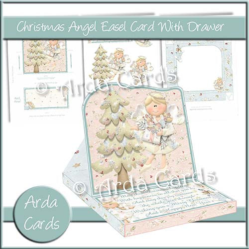 Christmas Angel Easel Card With Drawer - The Printable Craft Shop