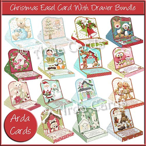 Christmas Easel Card With Drawer Printable Bundle