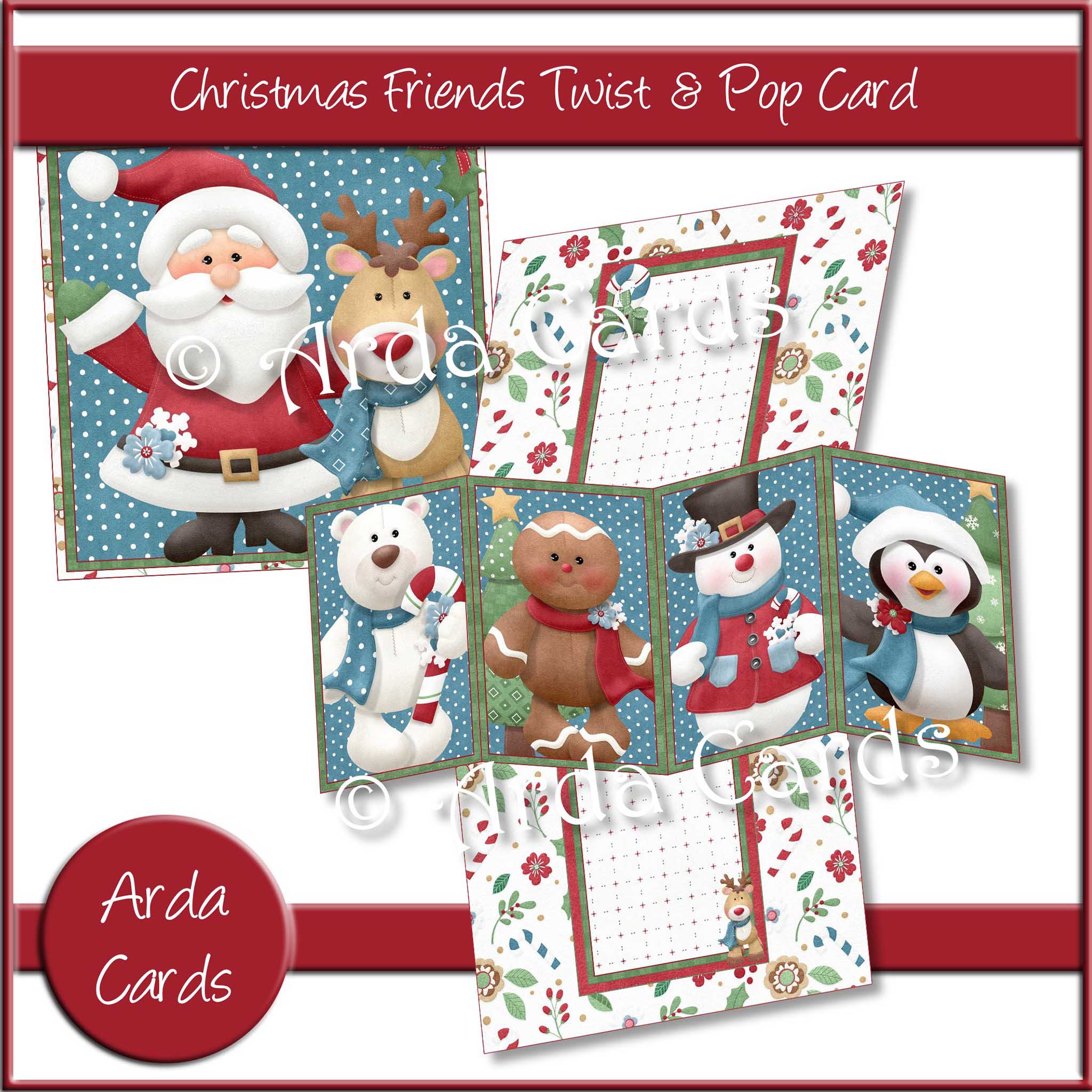 Christmas Friends Twist & Pop Card Printable