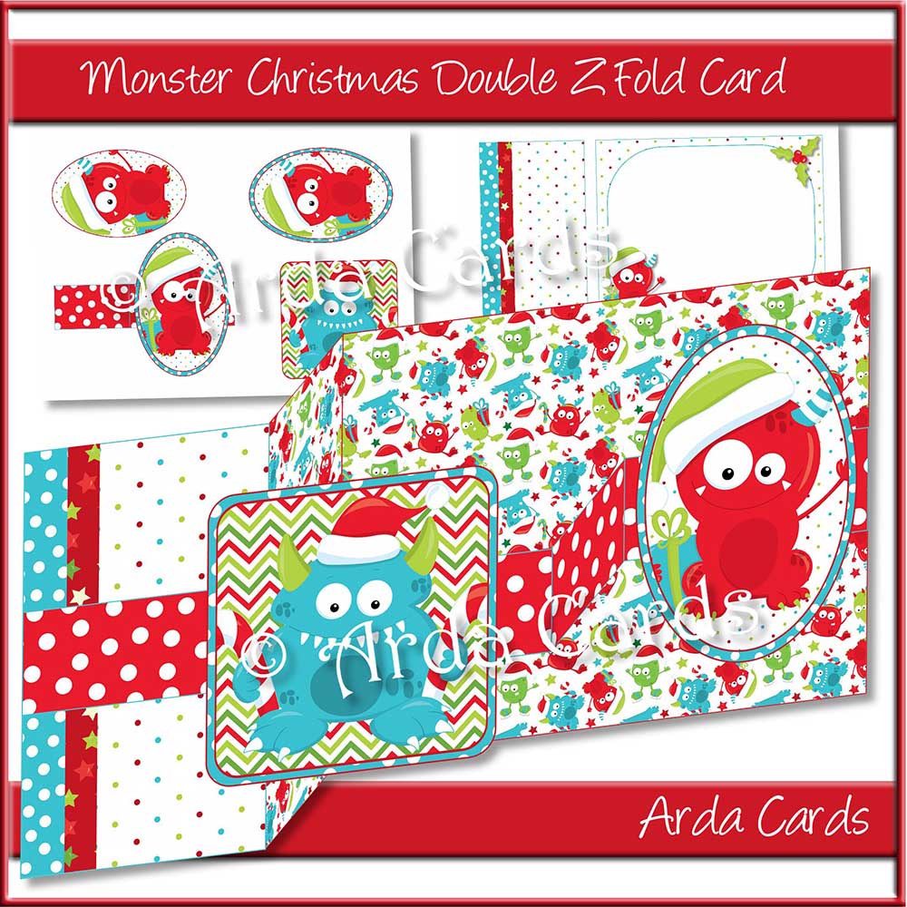 Monster Christmas Double Z Fold Card