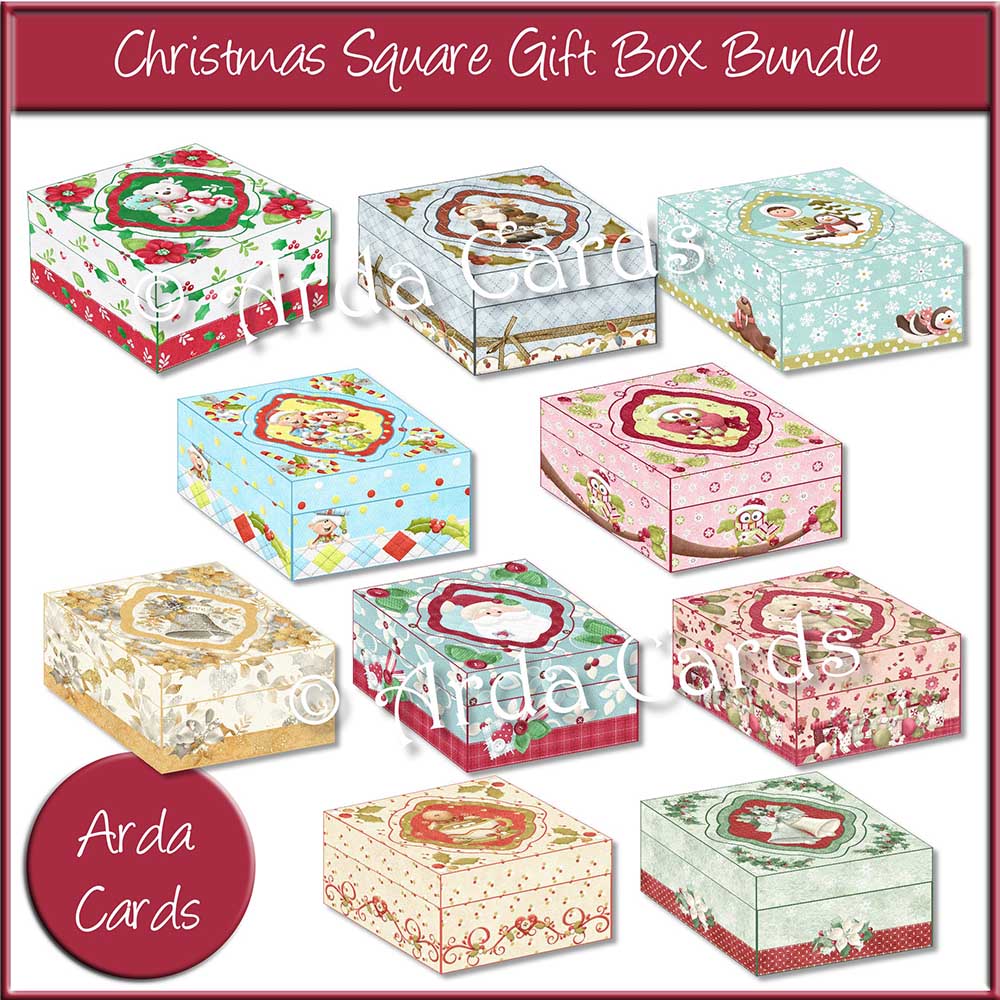 Christmas Square Gift Box Bundle Printable
