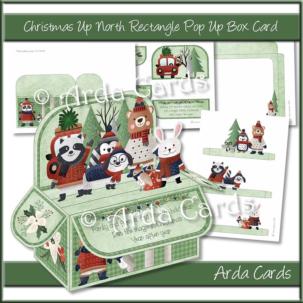 Christmas Up North Rectangle Pop Up Box Card Printable
