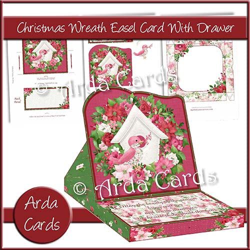 Christmas Wreath Easel Card With Drawer - The Printable Craft Shop