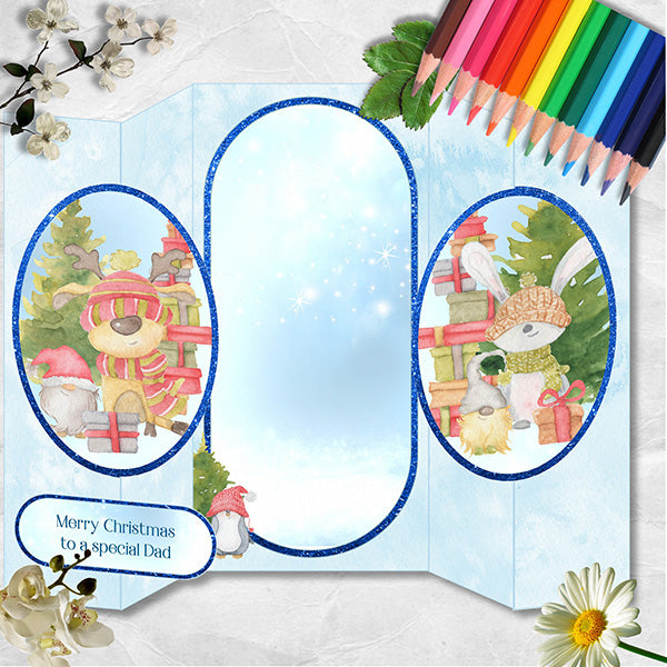 Christmas Gnomes & Friends Double Fold Back Card