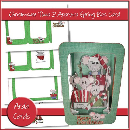 Christmouse Time 3 Aperture Spring Box Card - The Printable Craft Shop