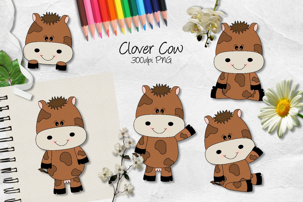 Clover Cow CU Clipart
