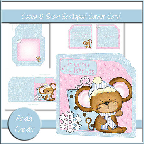 Cocoa & Snow Scalloped Corner Card - The Printable Craft Shop