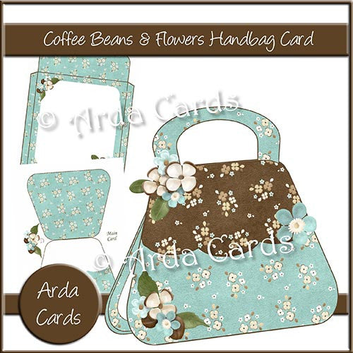 Coffee Beans & Flowers Handbag Card - The Printable Craft Shop
