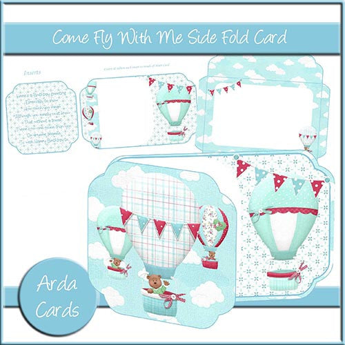 Come Fly With Me Side Fold Card - The Printable Craft Shop