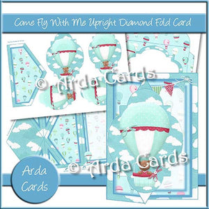 Come Fly With Me Upright Diamond Fold Card - The Printable Craft Shop