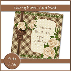 Country Flowers Card Front - The Printable Craft Shop
