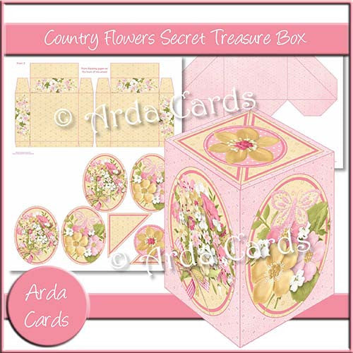 Country Flowers Secret Treasure Box - The Printable Craft Shop