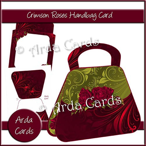 Crimson Roses Handbag Card - The Printable Craft Shop