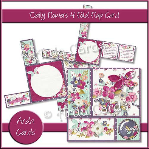 Daily Flowers 4 Fold Flap Card - The Printable Craft Shop - 1