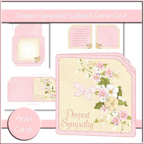Deepest Sympathy Scalloped Corner Card - The Printable Craft Shop