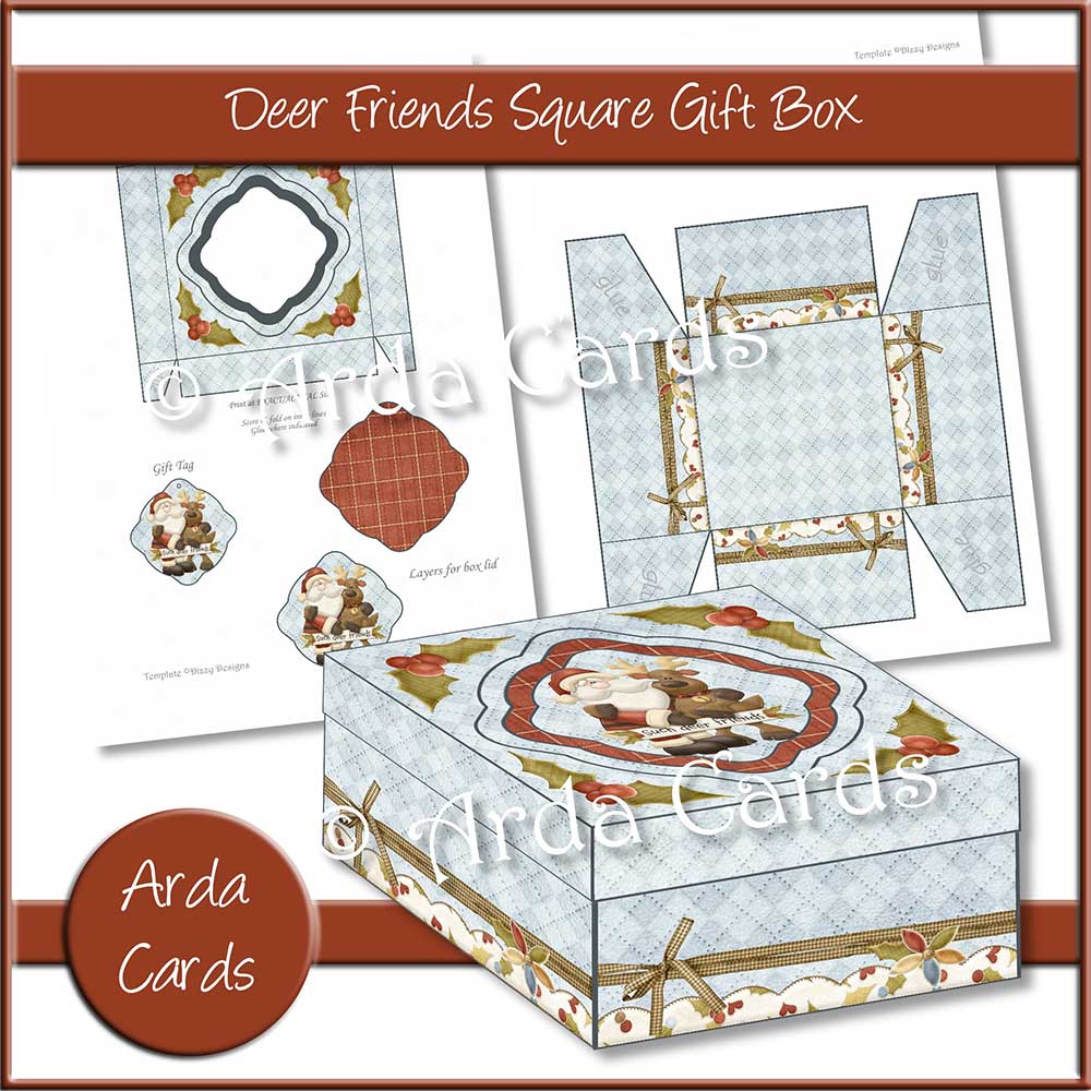 Deer Friends Square Gift Box Printable