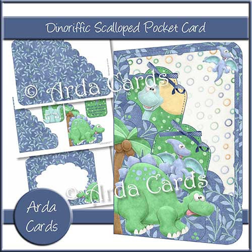 Dinoriffic Printable Scalloped Pocket Card - The Printable Craft Shop