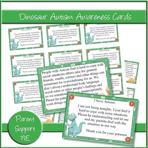 Dinosaur Autism Awareness Cards - The Printable Craft Shop