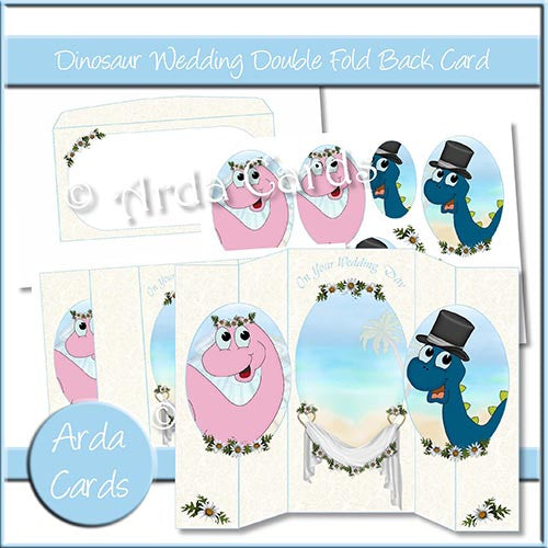 Dinosaur Wedding Double Foldback Card - The Printable Craft Shop